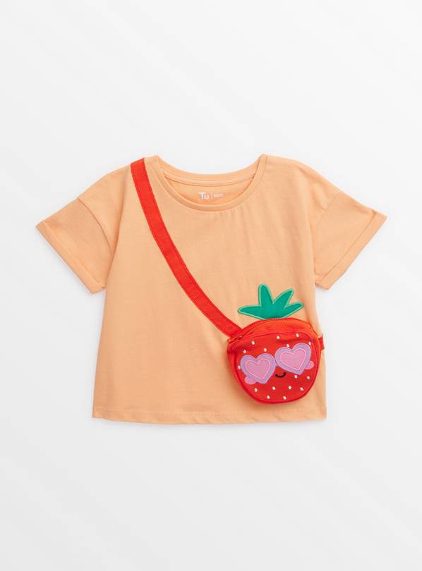 Orange T-Shirt With Strawberry Pouch 1-2 years
